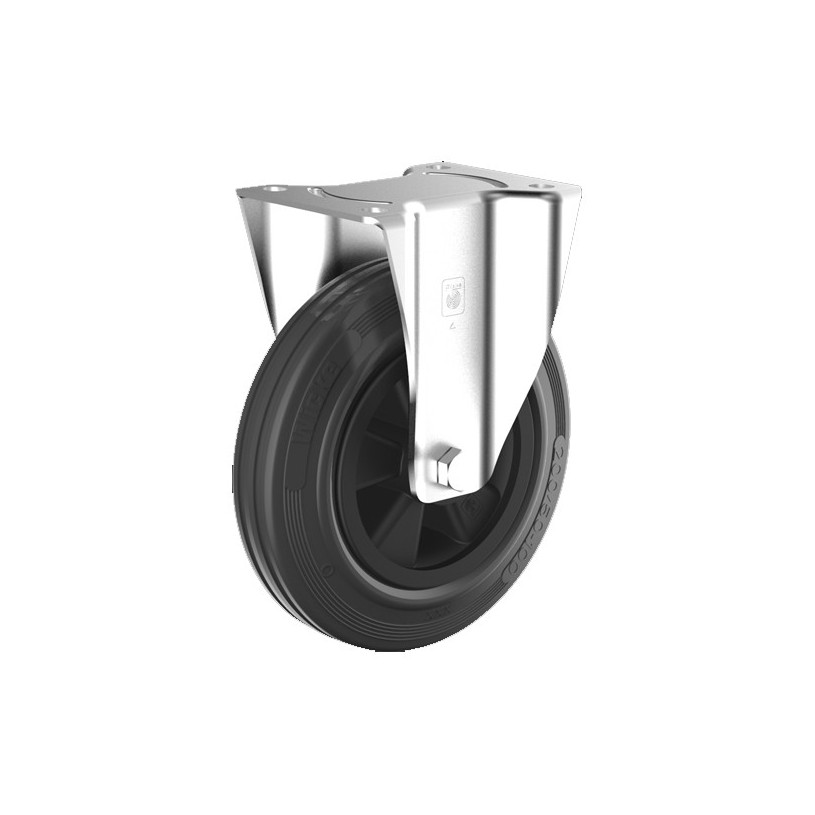 Roulette Bandage Caoutchouc Monture Fixe Acier ZN - Ø80 MM - CMU : 50 Kg PROMECA