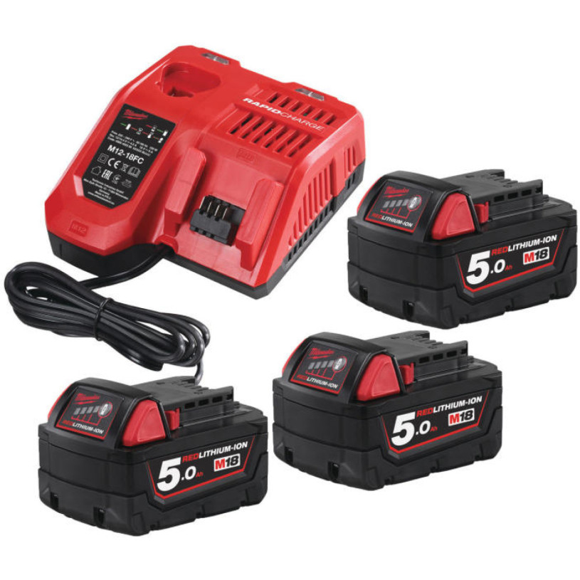 Batteries Lithium Milwaukee® 18 V - 5,0 Ah - Pack 3 Batteries + Chargeur - M18 NRG-503 MILWAUKEE MILW18NRG-503