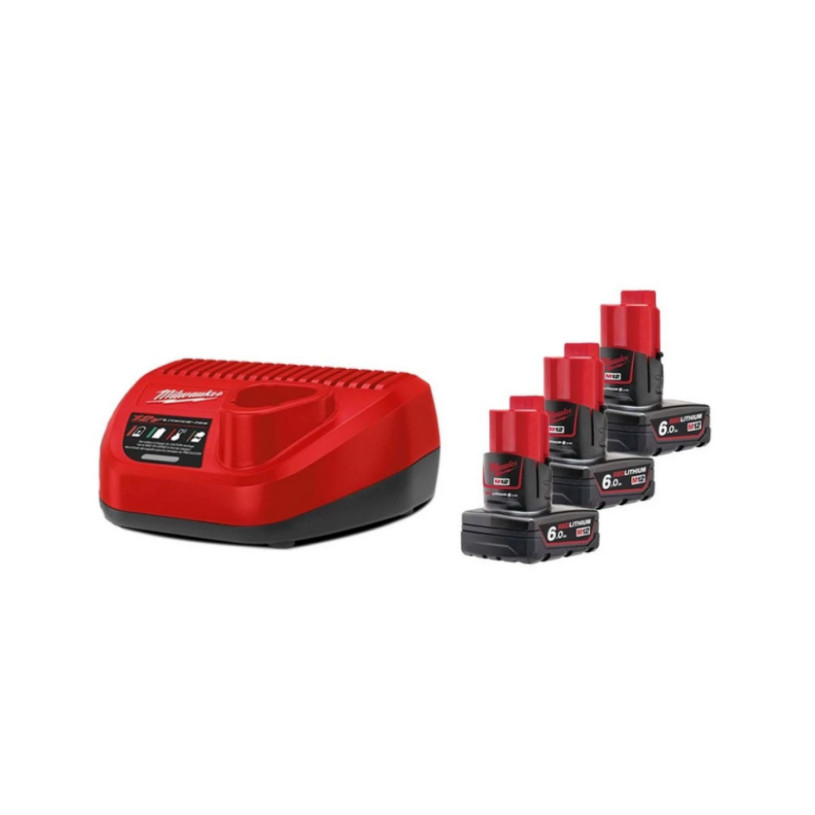 Batterie Lithium Milwaukee® 12 V - 6,0 Ah - M12 B6 - Pack 3 Batteries + Chargeur - M12 NRG-603 MILWAUKEE MILW12NRG-603