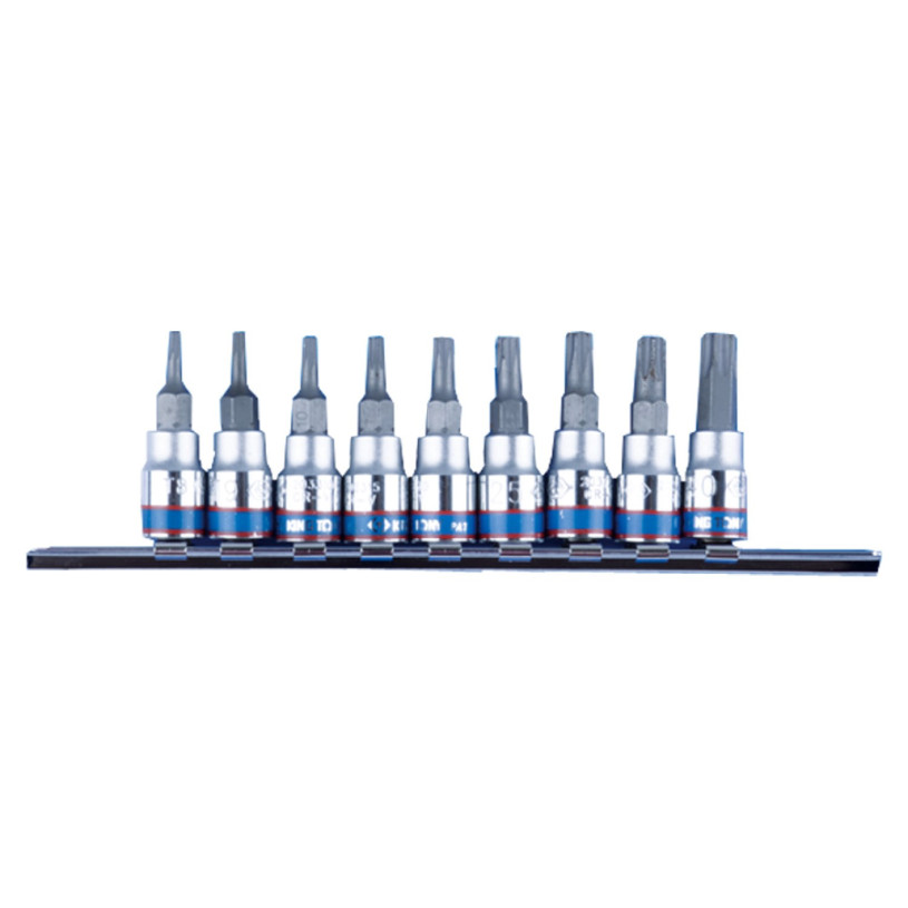 Jeu 9 Douilles ¼'' Mâles Torx® sur Rail - T8 à T40 - King Tony KING TONY
