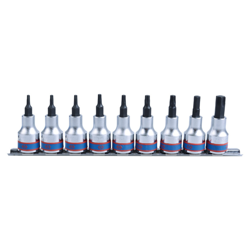 Jeu 9 Douilles ½'' Mâles Torx® sur Rail - T20 à T60 - King Tony KING TONY