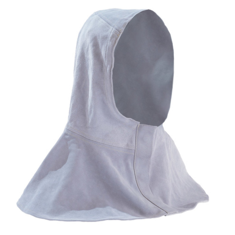 Cagoule Soudeur Ignifugée Taille Unique Cuir Croute - 3 Boutons Pressions Sous Rabat Cuir PROMECA CAGOI-01