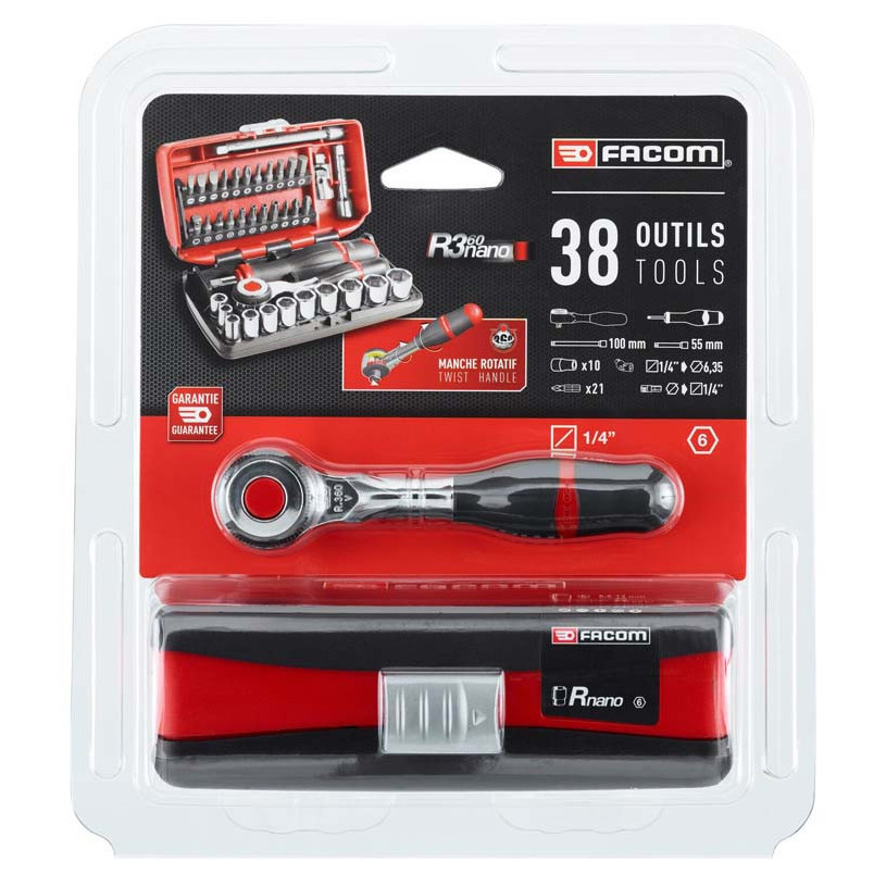 Coffret cliquet rotatif 360° 1/4 - Facom R.360 NANO PB promotion FACOM