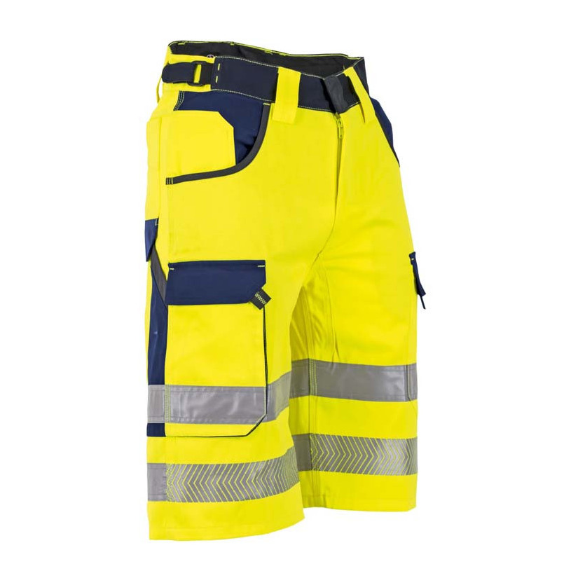 Bermuda CotonPolyester Haute Visibilité BOUGIE Jaune/Marine Taille 38 LMA