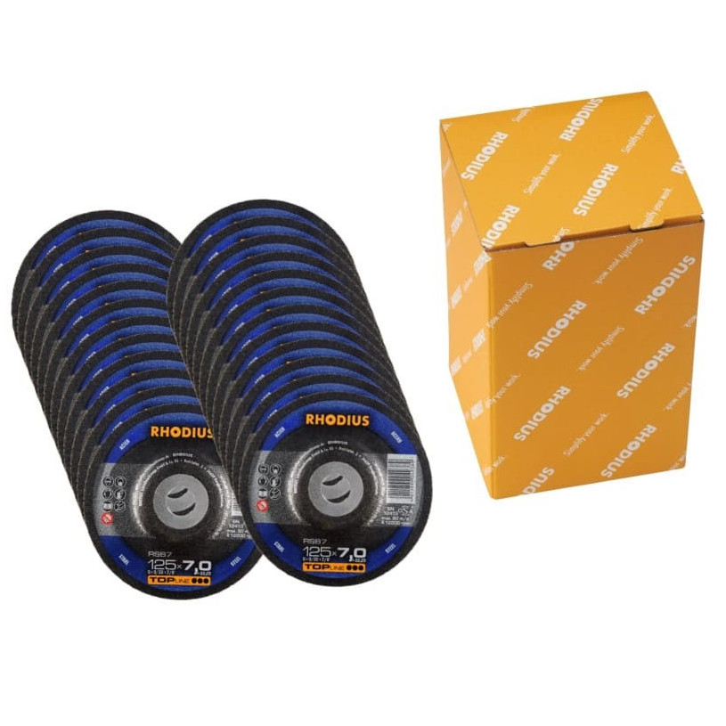 Disque à Meuler Moyeu Déporté - RS67 TOPLine® - Meuleuse Ø125 - Epaisseur 7,0 - Acier/Inox RHODIUS