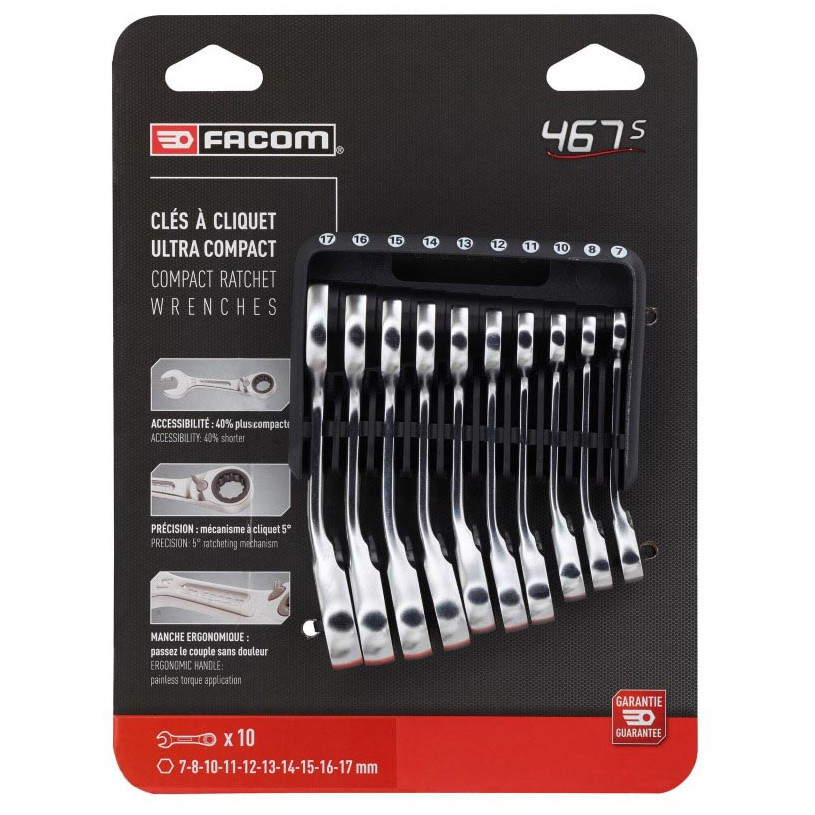 Etui 6 clés mixtes à cliquet 7 à 17 mm - Facom 467BS.JP10PB FACOM