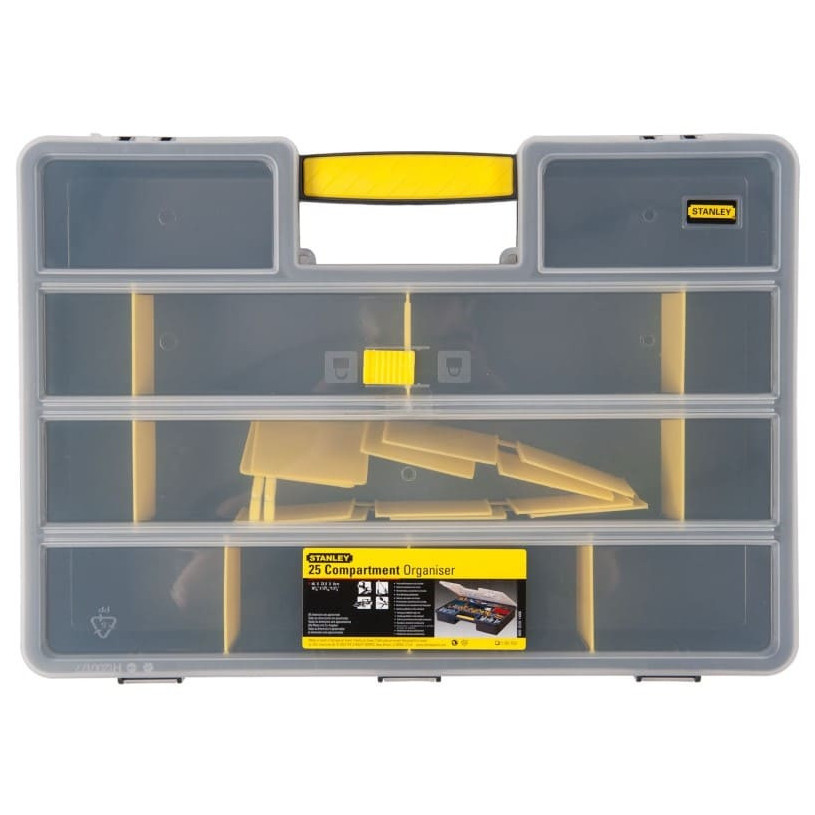 Boîte de Rangement PVC Couvercle ABS 25 Compartiments Modulables - Ht : 80 MM STANLEY