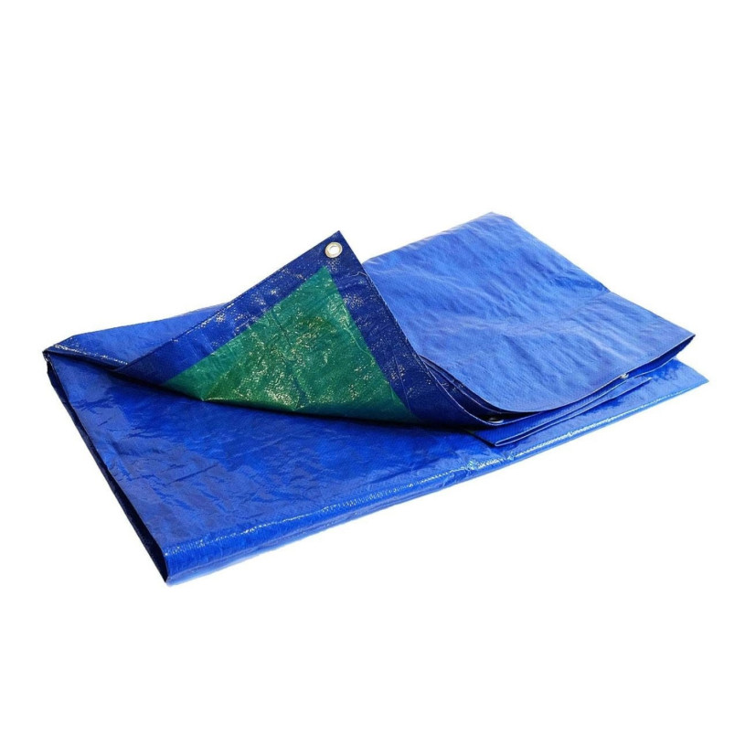 Bâche Polyéthylène Haute Densité Bleu/Verte - Angles Renforcés - 2X3 M - Oeillets (5X6) - 150Gr/M² PROMECA BACH2X3