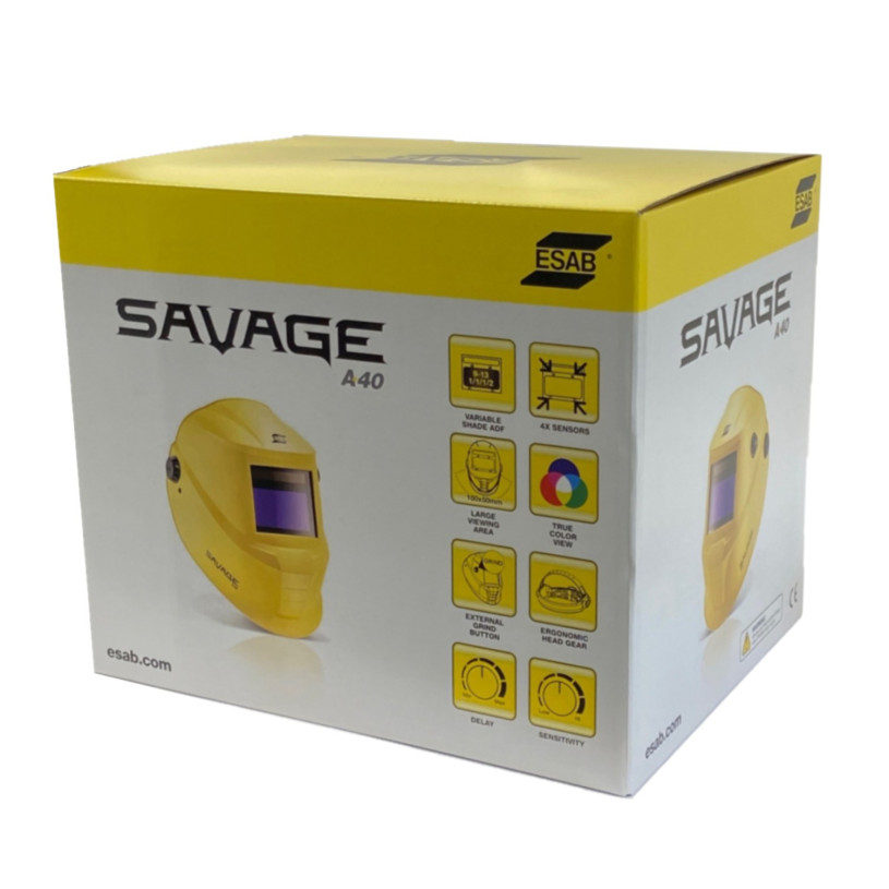 Cagoule de soudage Savage A40 Jaune - Meulage Teinte 4 - Soudage 9/13 ESAB