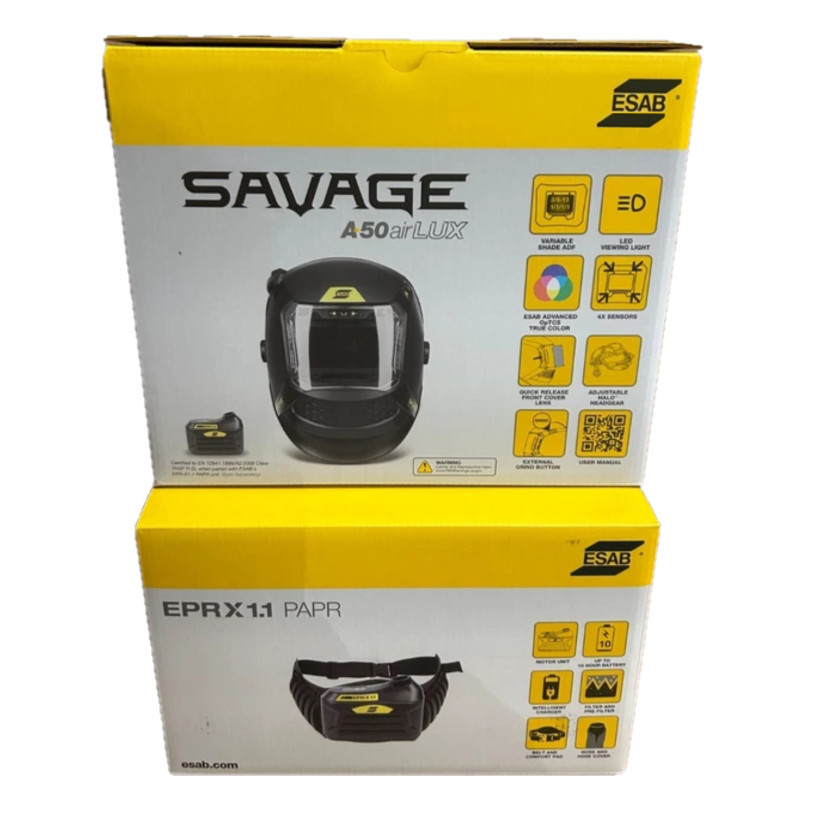 Pack Cagoule ESAB® SAVAGE™ A50 Air LUX + Ventilation EPR-X1.1 ESAB