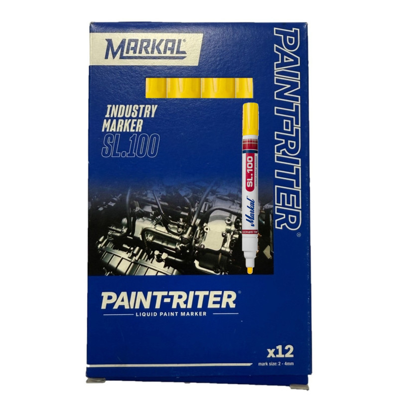 12 Marqueurs Peinture Indélébile Toutes Surfaces MARKAL® SL100 - Mine 3MM - JAUNE MARKAL MARQPSL100JAUN