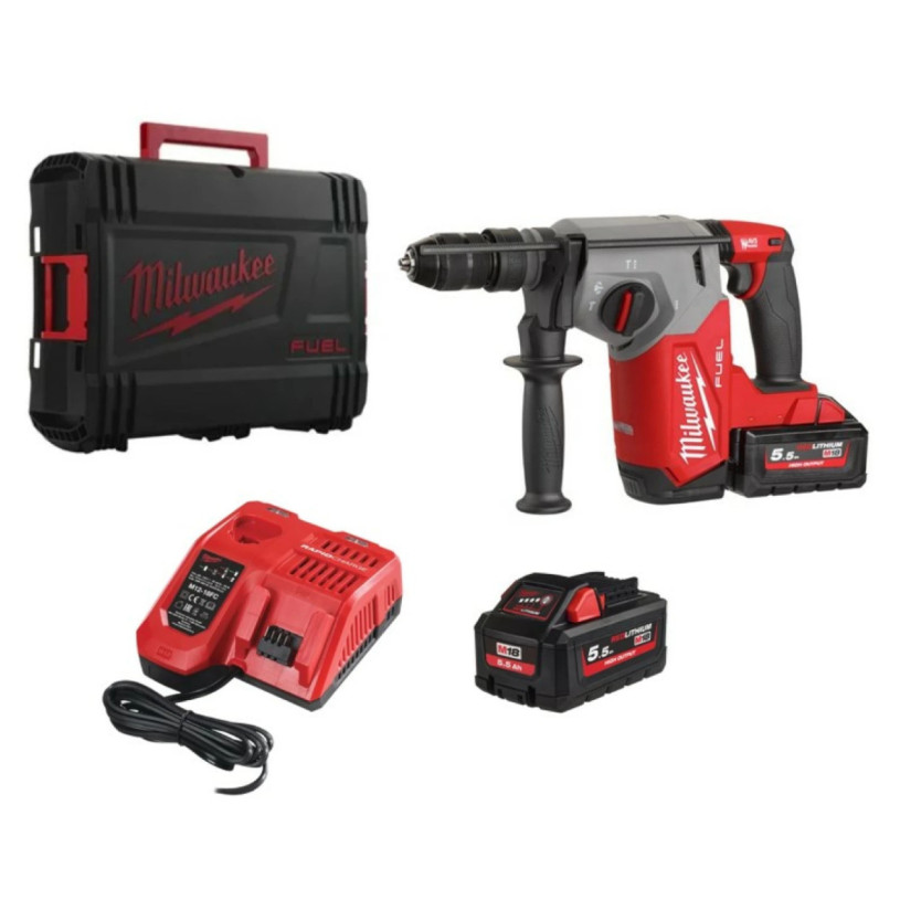 Perfo-Burineur Milwaukee® 18 V SDS-Plus Fixtec™ - 2,5 Joules + HD Box - 2 Batteries 18V/5,5Ah + Chargeur - M18 FHX-552X MILWAUKEE MILW18FHX-552X