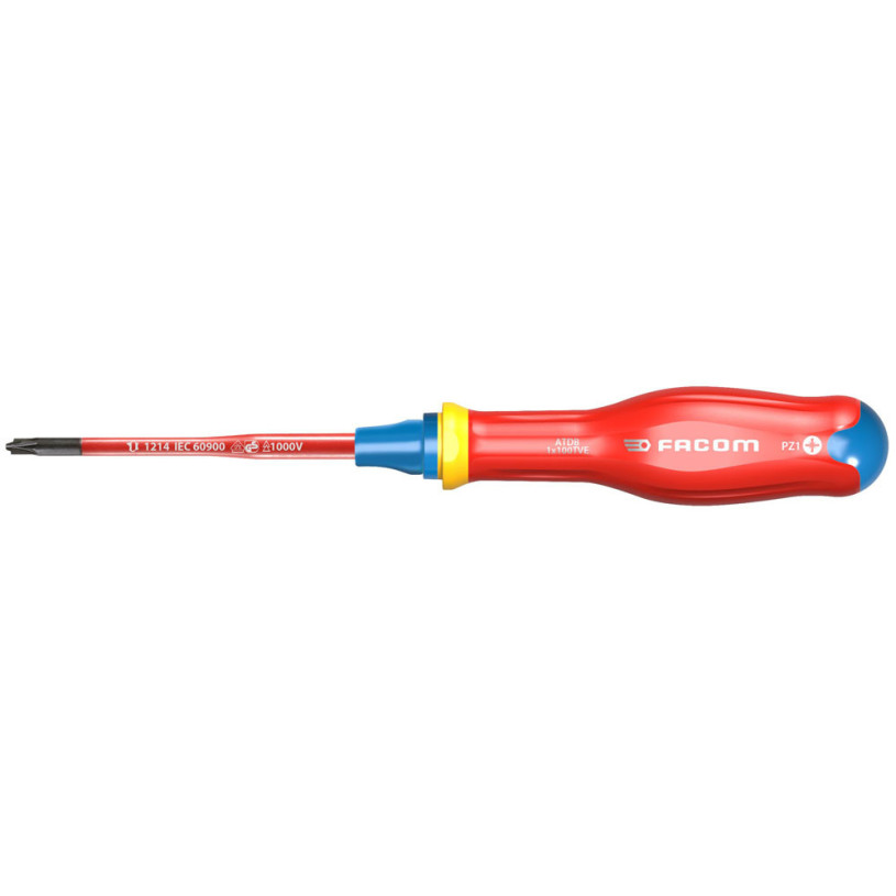 Tournevis BORNEO® Lame Isolée Pozi® 1 000 Volts FACOM PROTWIST® - Pz1 - Lame 100MM - ATDB1X100TVE FACOM FATDB1X100TVE