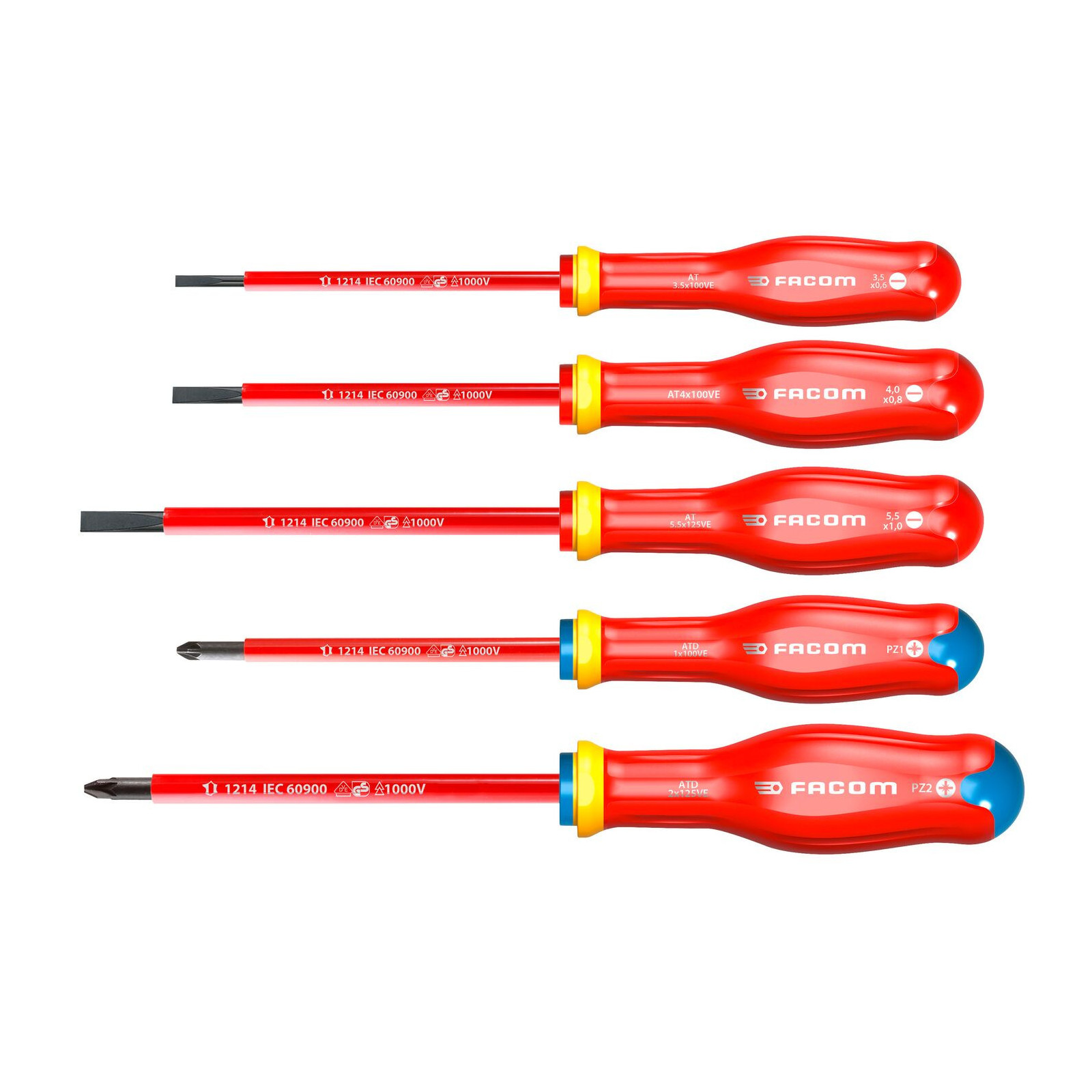 Jeu 5 Tournevis "SLIM" 1000 Volts FACOM PROTWIST® - ATD.J5TVEPB Jeu 5 Tournevis "SLIM" 1000 Volts FACOM PROTWIST® - ATD.J5TVEPB