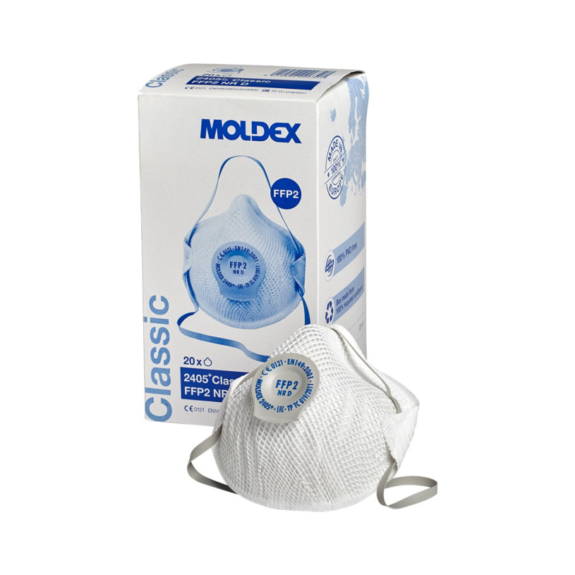 20 Masques ANTI-POUSSIERE MOLDEX® Coque FFP2 NR D Soupape MOLDEX