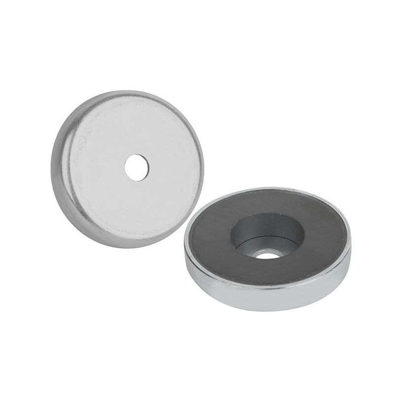Aimant plat en ferrite dure avec trou lisse Ø 50 mm PROMECA