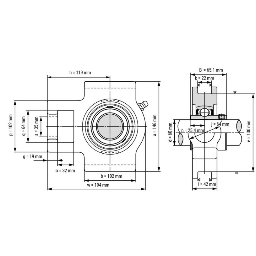 Palier auto-aligneur tendeur Ø60mm - UCT212 SNR PALAUCT212