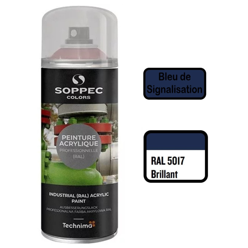 Peinture Acrylique Aérosol 520 ML Bleu Signalisation - 5017 SOPPEC