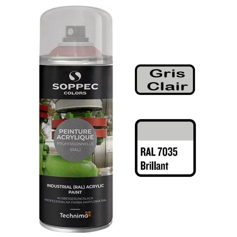 Peinture Acrylique Aérosol 520 ML Gris Clair - 7035 SOPPEC