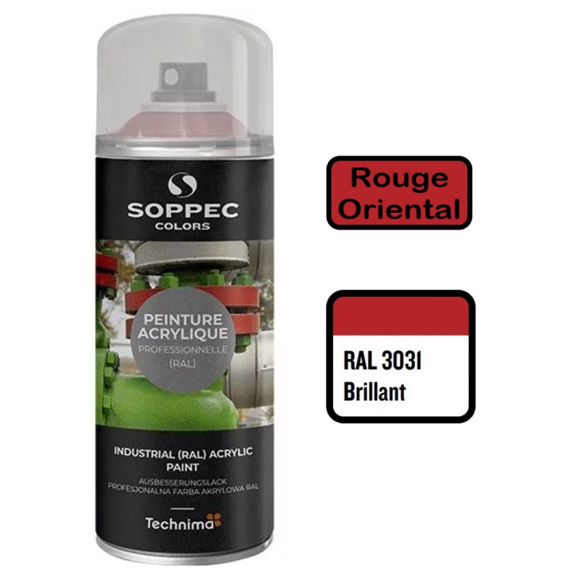 6 Peintures Acryliques Aérosol 520 ML Rouge Oriental - 3031 SOPPEC AEROPR3031BRI