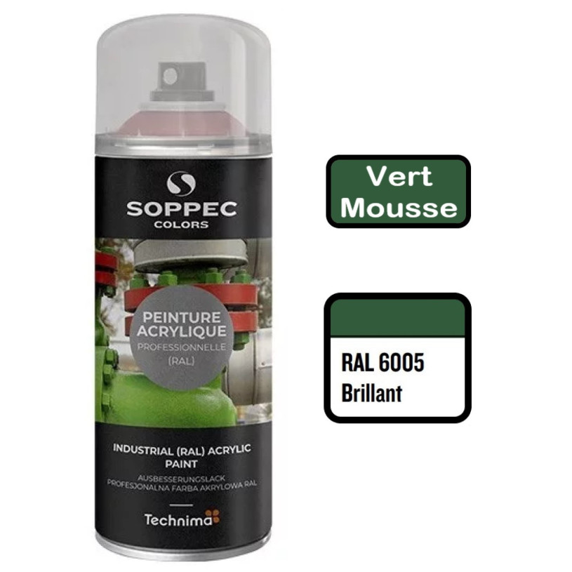 Peinture Acrylique Aérosol 520 ML Vert Mousse - 6005 SOPPEC