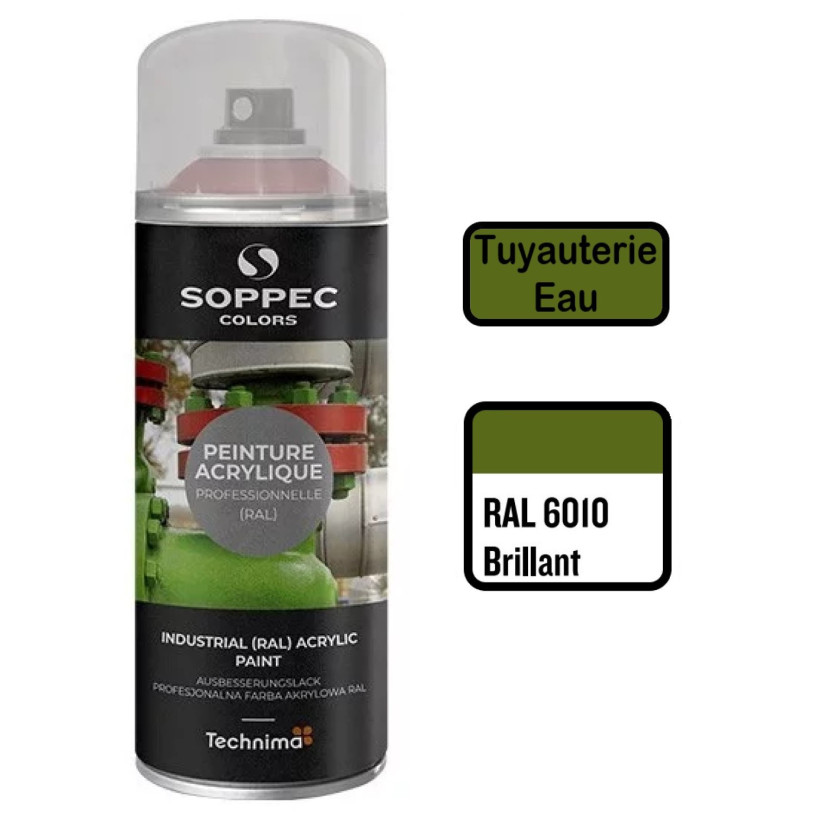 Peinture Acrylique Aérosol 520 ML Vert 6010 - Eau SOPPEC
