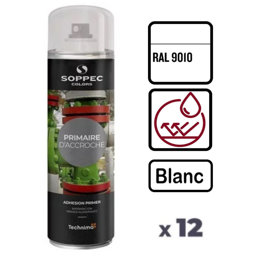 12 Primaires d'Accroche / Apprêts - Aérosol 650ML Blanc SOPPEC AEROPAPBLC