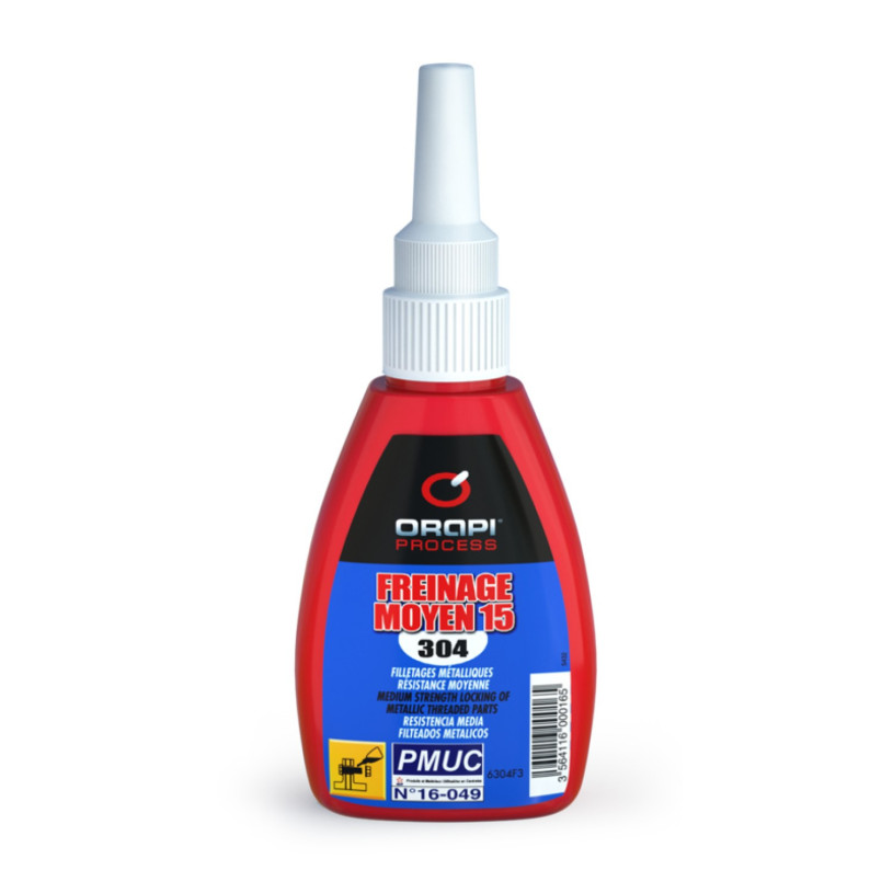 6 Résines Anaérobique Frein Filet Orapi® 304 - Résistance MOYENNE 15 - Flacon 50 ML ORAPI