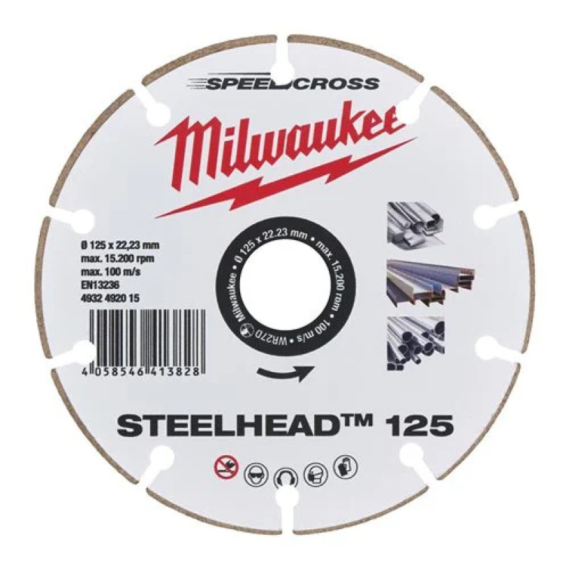 Disque Diamant Milwaukee® 4932492015 ™ Acier/Inox/Alu - Ø 125 MM - 10 Segments - Ep. 1,5 (4932492015) MILWAUKEE