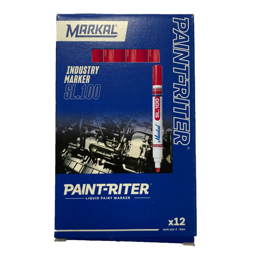 12 Marqueurs Peinture Indélébile Toutes Surfaces MARKAL® SL100 - Mine 3MM - ROUGE MARKAL MARQPSL100ROUG