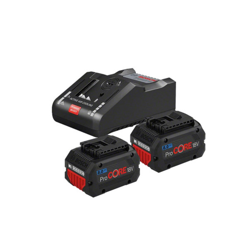 Set de 2 batteries PROCore 8,0 Ah avec chargeur GAL 18V-160 BOSCH