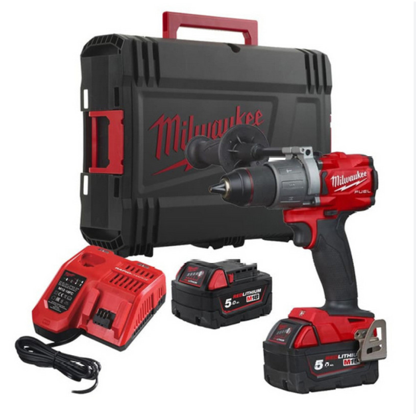 Perceuse Visseuse Milwaukee® 18 V Mandrin 13MM - 85 Nm + HD Box - 2 Batteries 18V/5,0Ah + Chargeur - M18 BLDD2-502X MILWAUKEE MILW18BLDD2-502X