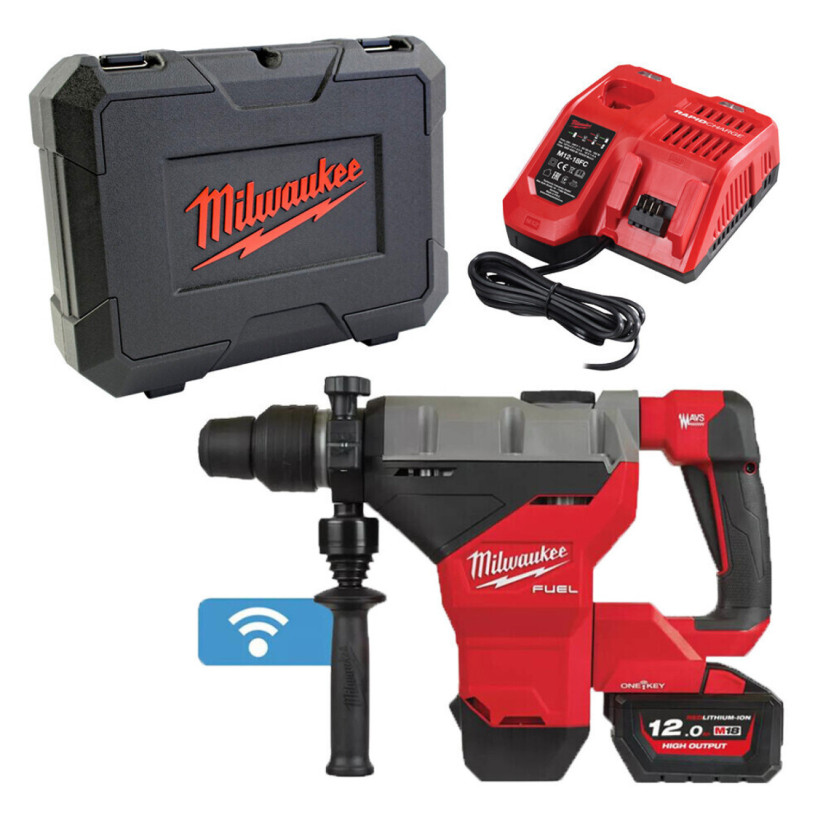 Perfo-Burineur Milwaukee® 18 V SDS-Max - 11 Joules + Box Plastic - 1 Batterie 18V/12,0Ah Forge + Chargeur - M18 FHM-121C MILWAUKEE MILW18FHM-121C