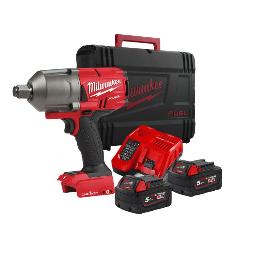Boulonneuse Choc ONE-KEY Milwaukee® 18 V ¾" - 1423 Nm + HD Box - 2 Batteries 18V/5,0Ah + Chargeur - M18 ONEFHIWF34-502X MILWAUKEE MILW18ONEFHIWF34-5
