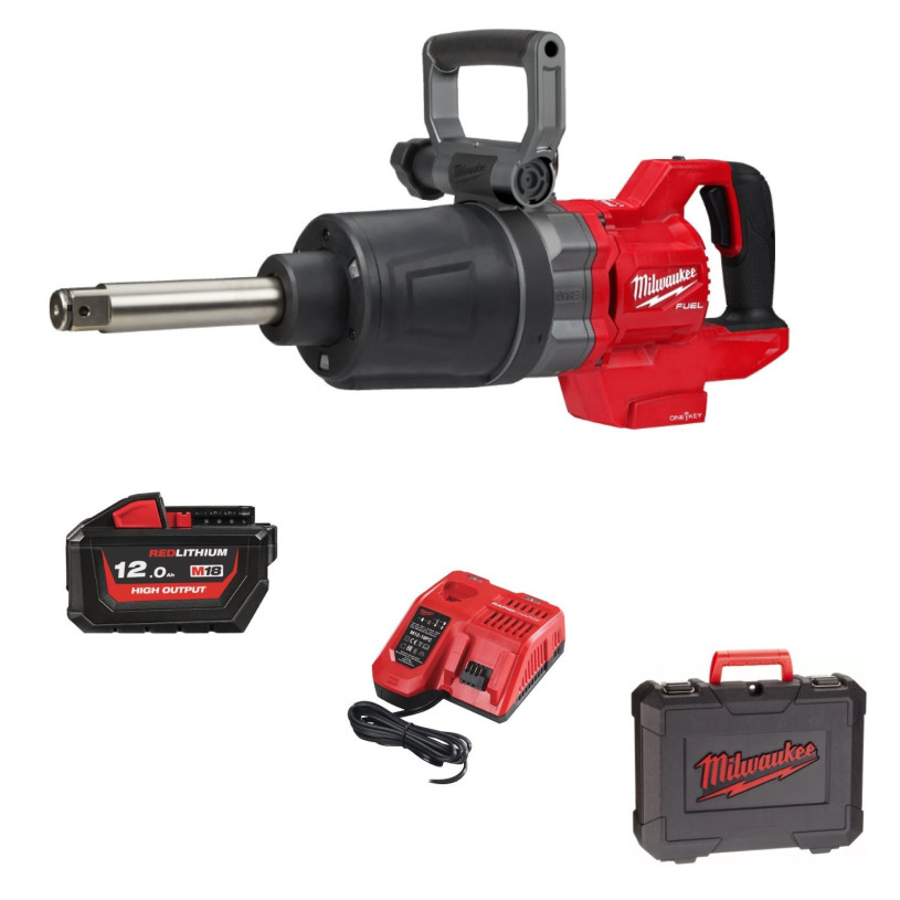 Boulonneuse Choc ONE-KEY Milwaukee® 18 V 1" - 2711 Nm + Box Plactic - 1 Batterie 18V/12,0Ah + Chargeur - ONEFHIWF1D-121C MILWAUKEE MILW18ONEFHIWF1D-1