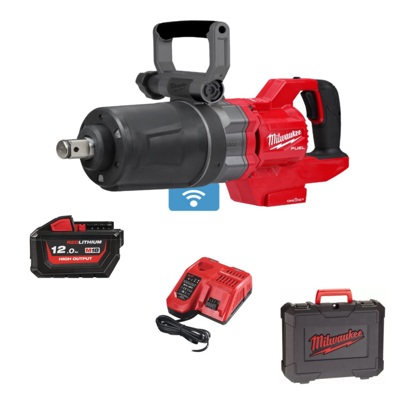 Boulonneuse Choc ONE-KEY Milwaukee® 18 V 1" - 2711 Nm + Box Plactic - 1 Batterie 18V/12,0Ah + Chargeur - ONEFHIWF1DS-121C MILWAUKEE MILW18ONEFHIWF1DS1