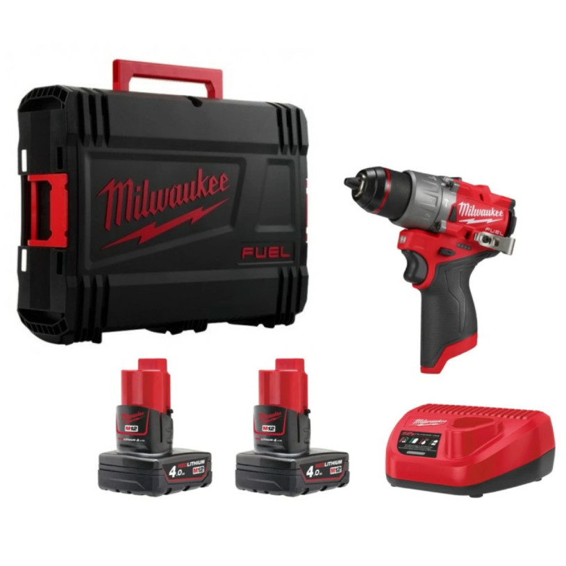 Perceuse Visseuse Milwaukee® 12 V 13MM - 40 Nm - 2 Batteries 12V/4,0Ah + Chargeur + HD Box - M12 FDD2-402X MILWAUKEE MILW12FDD2-402X