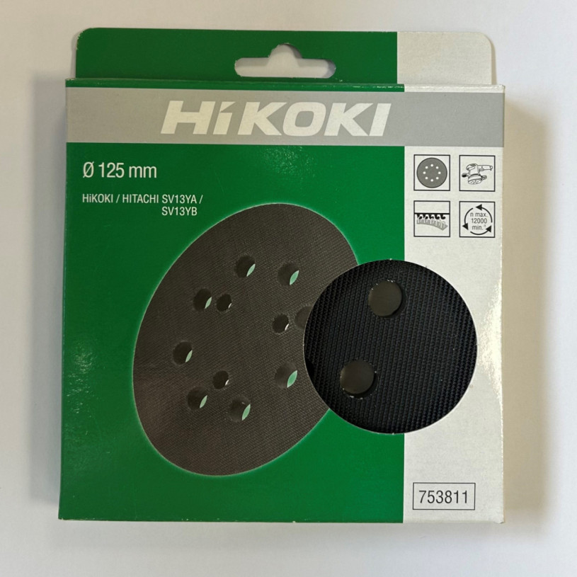 Plateau Ponceuse SV13YA/YB AutoAgrippant - 8 Trous - Ø 125MM - HIKOKI Plateau Velcro Ø125 HIKOKI