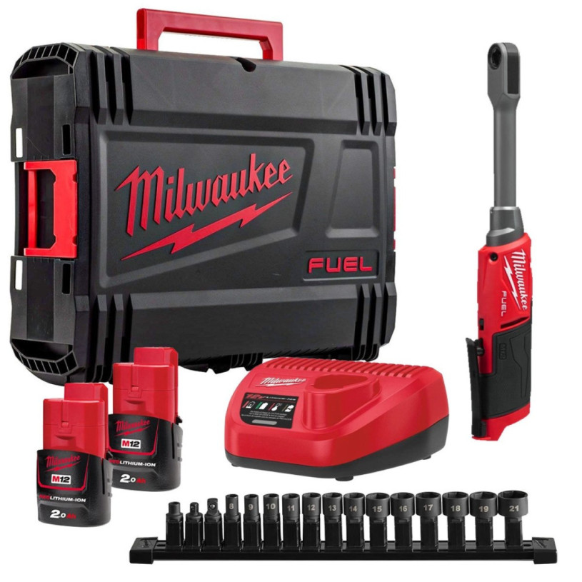Clé Cliquet Douille Traversante Milwaukee® 12 V - 80 Nm - 2 Batteries 2,0Ah + Chargeur + HD Box - M12 FPTR-202X MILWAUKEE