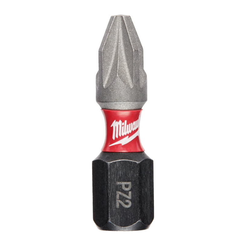 Embout de Vissage Hex ¼" Visseuse Choc Milwaukee® Empreinte Pozidriv - Pz 2 - Longueur 25 MM - 2 Pièces MILWAUKEE