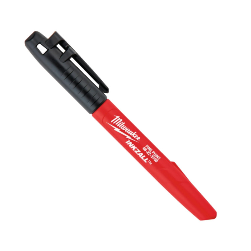 Marqueur Permanent Toutes Surfaces Pointe Fine MILWAUKEE® - Noir Pointe Fine 1 MM - INKZALL™ Marker Black PROMECA