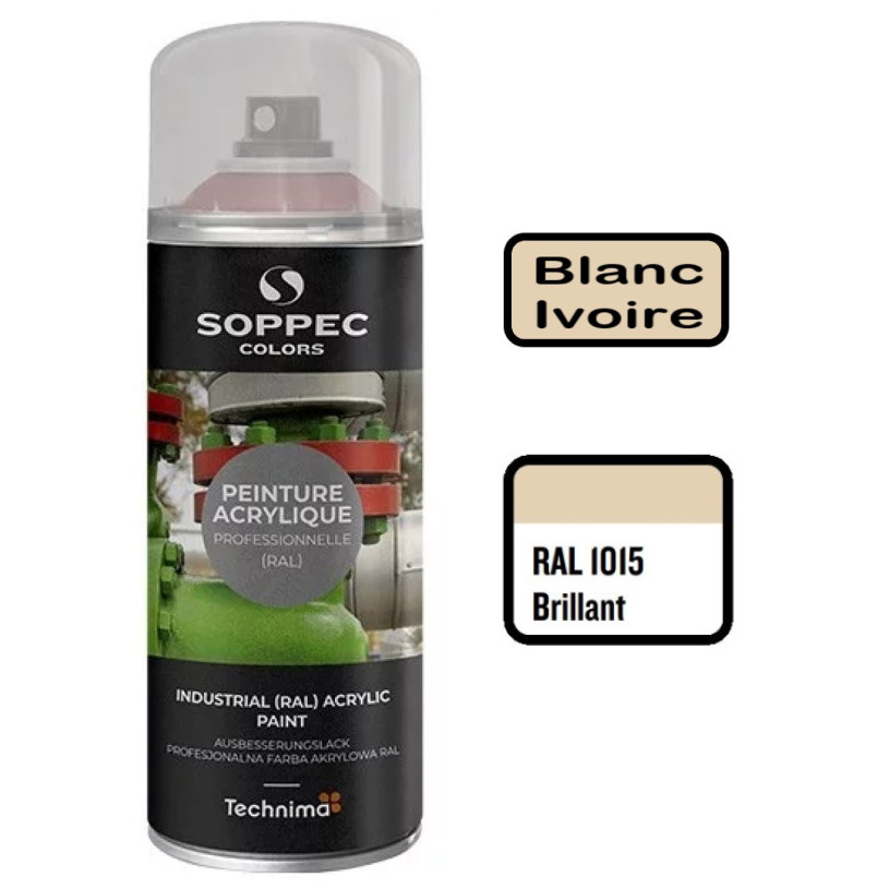 Peinture Acrylique Aérosol 520 ML Blanc Ivoire - 1015 SOPPEC