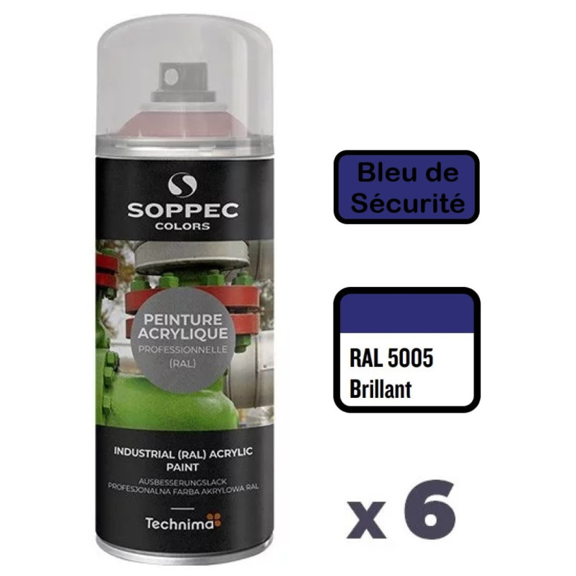 Peinture Acrylique Aérosol 520 ML Bleu Sécurité - 5005 SOPPEC AEROPB5005SEC