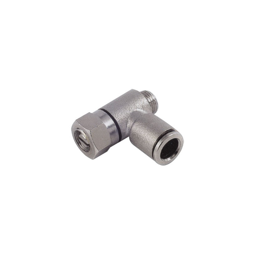Raccord limiteur de débit instantané - laiton nickelé Ø 10 mm x G1/4 PROMECA