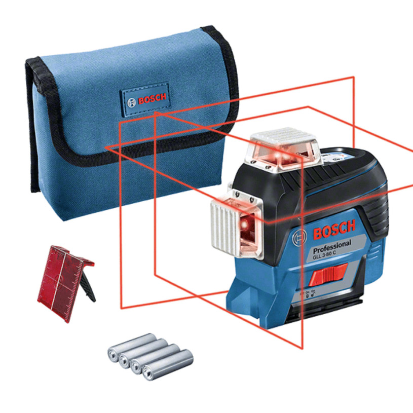 NIVEAU LASER 3 Diodes Rouges - LR6 (AAX4)+ L-BOX -BOSCH GLL 3-80 BOSCH